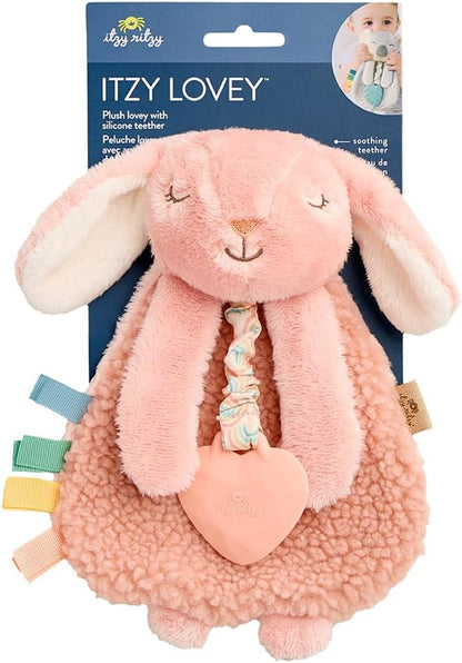 - Itzy Lovey Including Teether, Textured Ribbons & Dangle Arms; Features Crinkle Sound, Sherpa Fabric and Minky Plush; Bunny